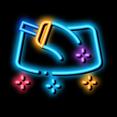 refueling gun neon light sign vector. Glowing bright icon refueling gun sign. transparent symbol illustrationのイラスト素材