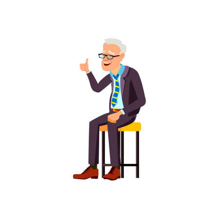 laughing elderly man laughing from grandchild joke at home cartoon vector. laughing elderly man laughing from grandchild joke at home character. isolated flat cartoon illustrationのイラスト素材