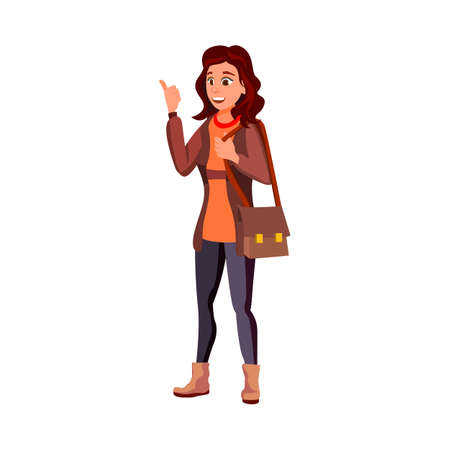 young woman choosing gadget in show room cartoon vector. young woman choosing gadget in show room character. isolated flat cartoon illustrationのイラスト素材
