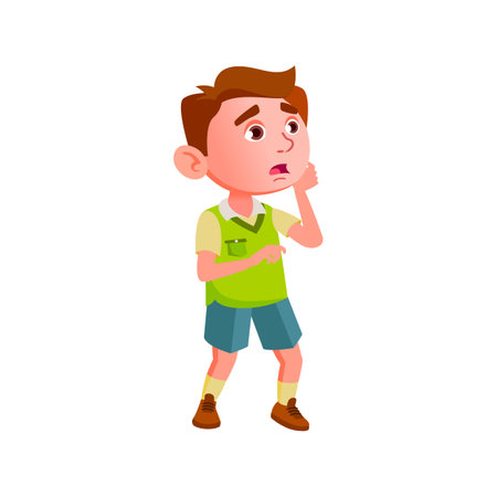panic little boy shocking from news in kindergarten cartoon vector. panic little boy shocking from news in kindergarten character. isolated flat cartoon illustrationのイラスト素材