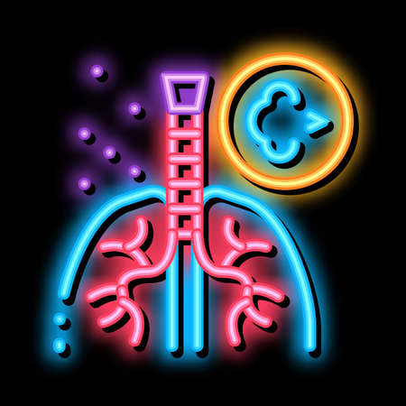 asthma attack neon light sign vector. Glowing bright icon asthma attack sign. transparent symbol illustrationのイラスト素材
