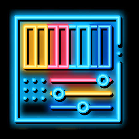 rgb color neon light sign vector. Glowing bright icon rgb color sign. transparent symbol illustrationのイラスト素材