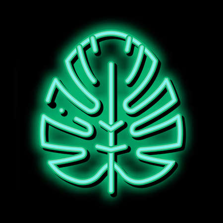 plant leaf neon light sign vector. Glowing bright icon plant leaf sign. transparent symbol illustrationのイラスト素材