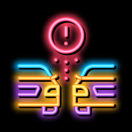 side spacing car control system neon light sign vector. Glowing bright icon side spacing car control system sign. transparent symbol illustrationのイラスト素材