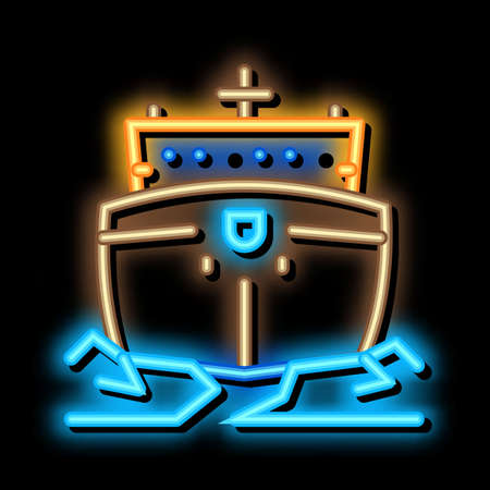 icebreaker ship neon light sign vector. Glowing bright icon icebreaker ship sign. transparent symbol illustrationのイラスト素材