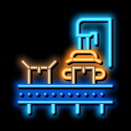 machine for close box neon light sign vector. Glowing bright icon machine for close box sign. transparent symbol illustrationのイラスト素材