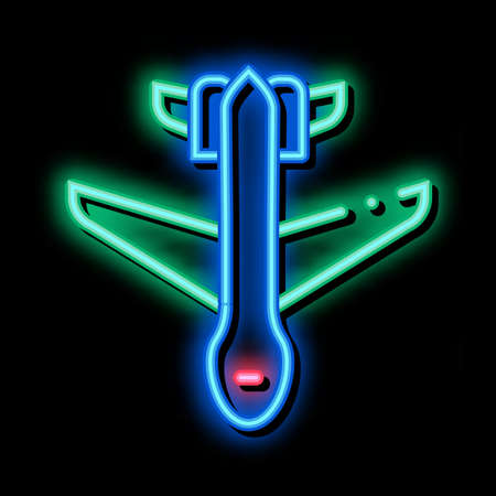 drone airplane neon light sign vector. Glowing bright icon drone airplane sign. transparent symbol illustrationのイラスト素材