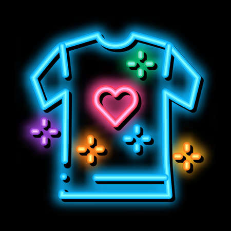 lgbt t-shirt neon light sign vector. Glowing bright icon lgbt t-shirt sign. transparent symbol illustrationのイラスト素材