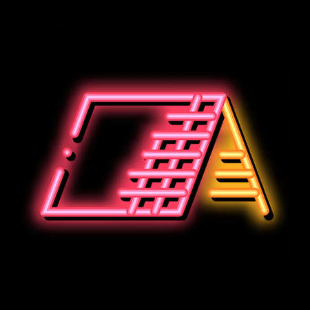 roof building exterior neon light sign vector. Glowing bright icon roof building exterior sign. transparent symbol illustrationのイラスト素材
