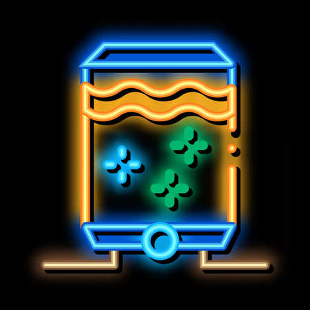 juice concentrate tank neon light sign vector. Glowing bright icon juice concentrate tank sign. transparent symbol illustrationのイラスト素材