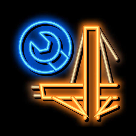 bridge repair neon light sign vector. Glowing bright icon bridge repair sign. transparent symbol illustrationのイラスト素材