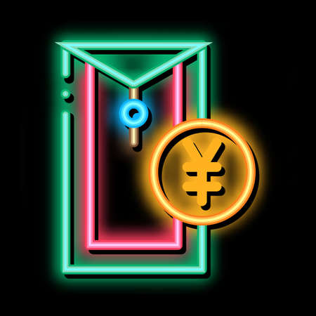 chinese thing for currency neon light sign vector. Glowing bright icon chinese thing for currency sign. transparent symbol illustrationのイラスト素材
