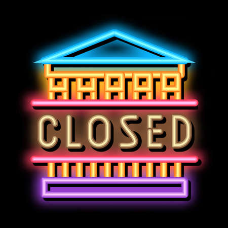 closed amusement park neon light sign vector. Glowing bright icon closed amusement park sign. transparent symbol illustrationのイラスト素材