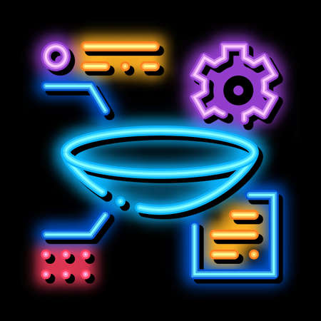parsing lens research neon light sign vector. Glowing bright icon parsing lens research sign. transparent symbol illustrationのイラスト素材