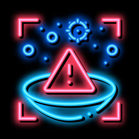 medically unsafe lens neon light sign vector. Glowing bright icon medically unsafe lens sign. transparent symbol illustrationのイラスト素材