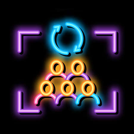 renewal of group of people neon light sign vector. Glowing bright icon renewal of group of people...