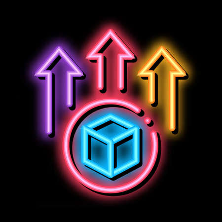 sending parcel neon light sign vector. Glowing bright icon sending parcel sign. transparent symbol illustrationのイラスト素材