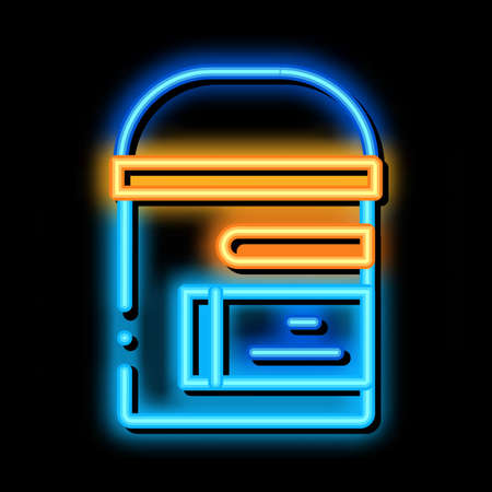 trash can neon light sign vector. Glowing bright icon trash can sign. transparent symbol illustrationのイラスト素材