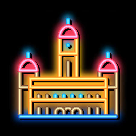 sultan palace abdul - samad neon light sign vector. Glowing bright icon sultan palace abdul - samad sign. transparent symbol illustrationのイラスト素材