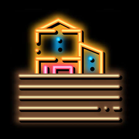 farm with land neon light sign vector. Glowing bright icon farm with land sign. transparent symbol illustrationのイラスト素材