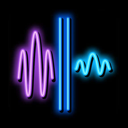 sound and silence neon light sign vector. Glowing bright icon sound and silence sign. transparent symbol illustrationのイラスト素材