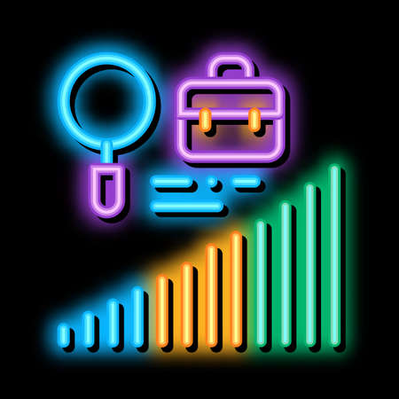 career advancement research neon light sign vector. Glowing bright icon career advancement research sign. transparent symbol illustrationのイラスト素材