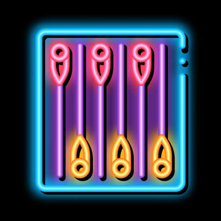 medicine therapy needles neon light sign vector. Glowing bright icon medicine therapy needles sign. transparent symbol illustrationのイラスト素材