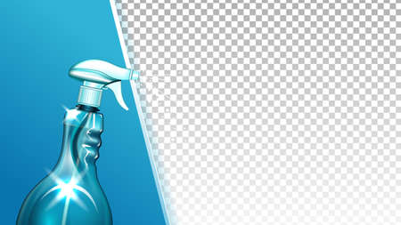 Detergent Blank Bottle Spray Copy Space Vector. Detergent Chemical Liquid Spraying From Container For Cleaning Windows Or Ceramic Tile. Domestic Disinfectant Template Realistic 3d Illustrationのイラスト素材