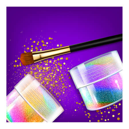 holographic cosmetics poster package. hologram package. rainbow gel. lipgloss pack. 3d realistic vectorのイラスト素材