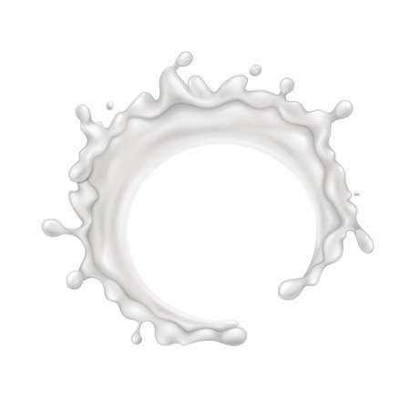 Splash milk liquid vector. Yougurt drink. Abstract liquid. Creamy shake. Fluid dessert. 3d realistic illustrationのイラスト素材