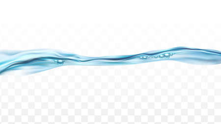 Sea Water Splashing And Waving With Bubbles Vector. Nature Water Splash And Wave, Purity Aqua Stream. Wavy Clear Fresh Transparency Liquid Pouring Template Realistic 3d Illustrationのイラスト素材