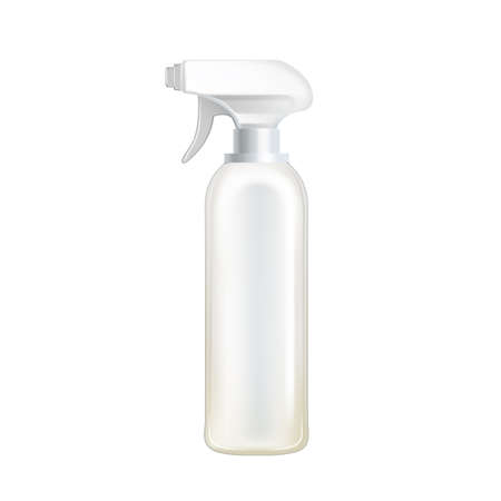 cleaning spray bottle. household cleaner. disinfect product. plastic detergent. hand liquid. surface sanitize. chemical container 3d realistic vector illustrationのイラスト素材