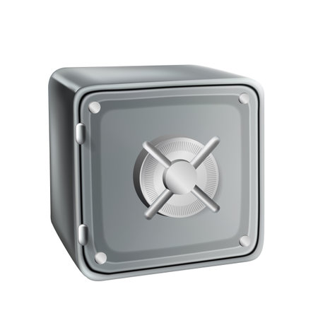 Bank Safe Metallic Tool For Save Money Vector. Bank Safe For Storage Finance, Gold And Important Document. Banking Safety Box For Saving And Collect Cash Template Realistic 3d Illustrationのイラスト素材