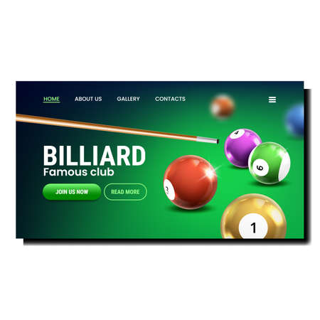 Billiard Famous Club For Enjoy Active Game Vector. Billiard Famous Club For Enjoying Sportive...