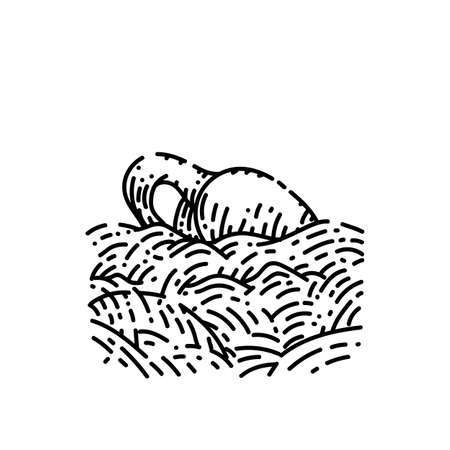 sprout sprouted sketch hand drawn vector plant growth, green seed, garden soilのイラスト素材