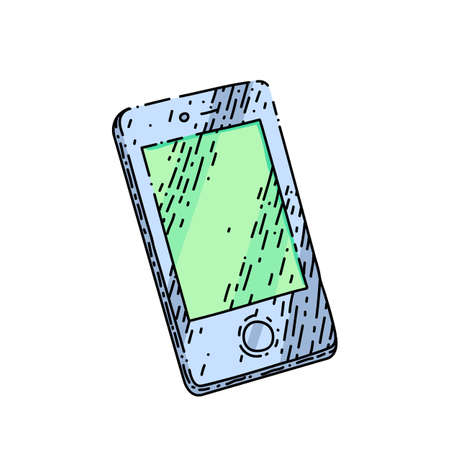 phone screen hand drawn vector. smart cell device, cellphone display, modern digital app phone screen sketch. isolated color illustrationのイラスト素材