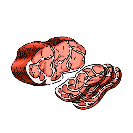 meat beef hand drawn vector. steak food, grill pork, bbq lamb meat beef sketch. isolated color illustrationのイラスト素材