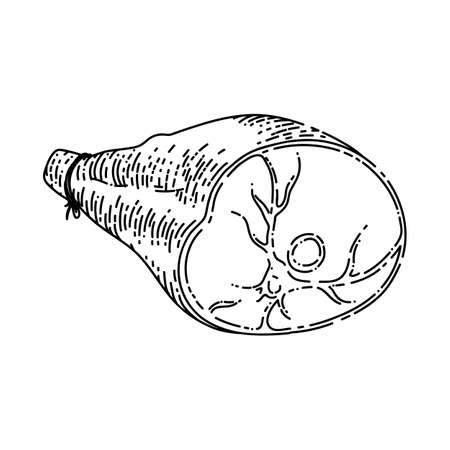 pork meat hand drawn vector. beef steak, bacon raw, red ham pork meat sketch. isolated black illustrationのイラスト素材