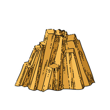 mountain peak hand drawn vector. top hill landscape, rock, range adventure challenge, rocky climbing mountain peak sketch. isolated color illustrationのイラスト素材