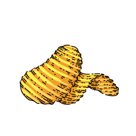 potato chips hand drawn vector. chip chack, crunchy salty fried, crisp potato potato chips sketch. isolated color illustrationのイラスト素材