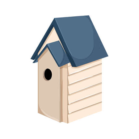 spring bird house cartoon. spring bird house sign. isolated symbol vector illustrationのイラスト素材
