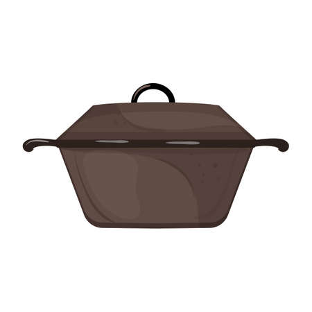 pan iron skillet cartoon. pan iron skillet sign. isolated symbol vector illustrationのイラスト素材