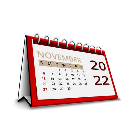 Calendar For Planning Business Meeting Date Vector. Calendar Stationery Accessory For Plan Date Conference And Vacation. Project Organize And Deadline Template Realistic 3d Illustrationのイラスト素材