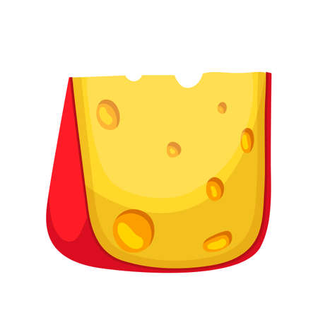 gouda cheese cartoon. dutch piece, edam block, hard yellow gauda slice gouda cheese vector illustrationのイラスト素材