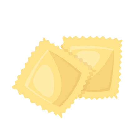ravioli cartoon. pasta cheese, tortellini sauce, italian dish ravioli vector illustrationのイラスト素材