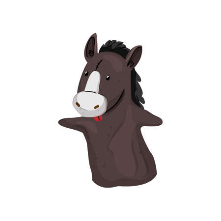horse hand puppet cartoon. horse hand puppet sign. isolated symbol vector illustrationのイラスト素材