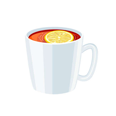 lemon tea cartoon. cup hot drink, herb citrus beverage, morning teacup lemon tea vector illustrationのイラスト素材