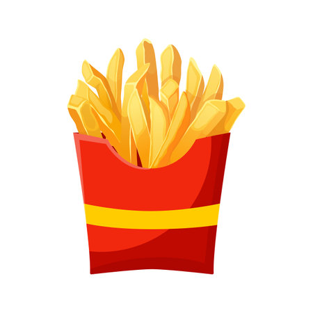 french fries box cartoon vector. red package, fast food salt menu french fries box vector illustrationのイラスト素材