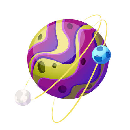 planet galaxy cartoon. universe star, fantasy solar concept planet galaxy vector illustrationのイラスト素材