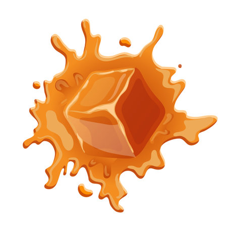 caramel cube splash cartoon. milk cubes, sugar splash, flow tasty swirl caramel cube splash vector illustrationのイラスト素材
